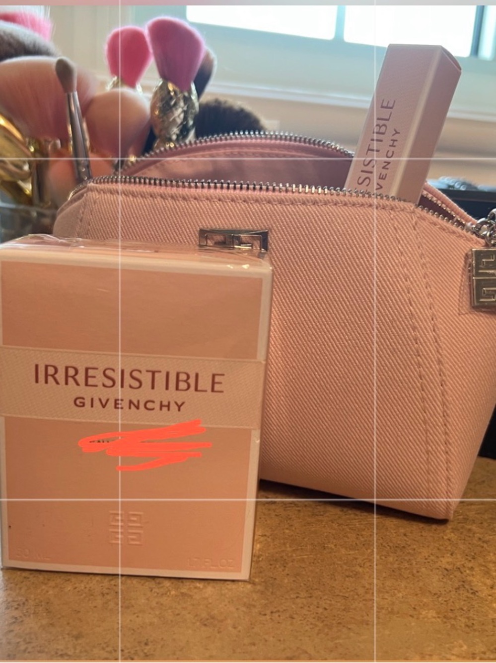 Givenchy Blush Pink Cosmetic Pouch with Silver Hardware